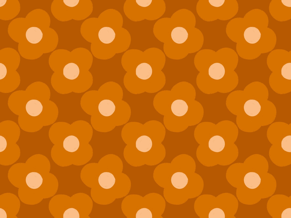 Papier peint à rouille orange floral moderne