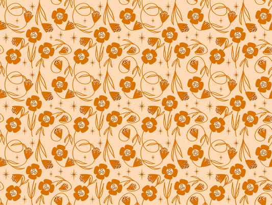 Moderne Blumenreben Orange Pfirsich Wallpaper