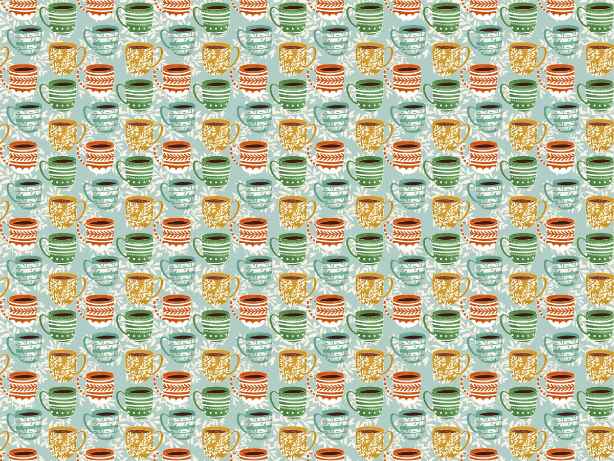Süße Kaffeetasse blaue Farbwallpaper in your room — zoomed