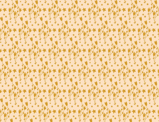 Dream Night Floral and Star Yellow tapet
