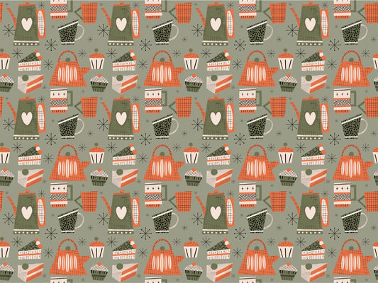 Fika retro kaffe gammel grøn farve tapet