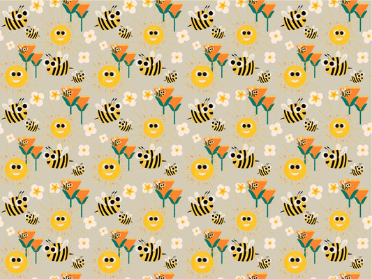 Happy Bees and Sunshine Wallpaper