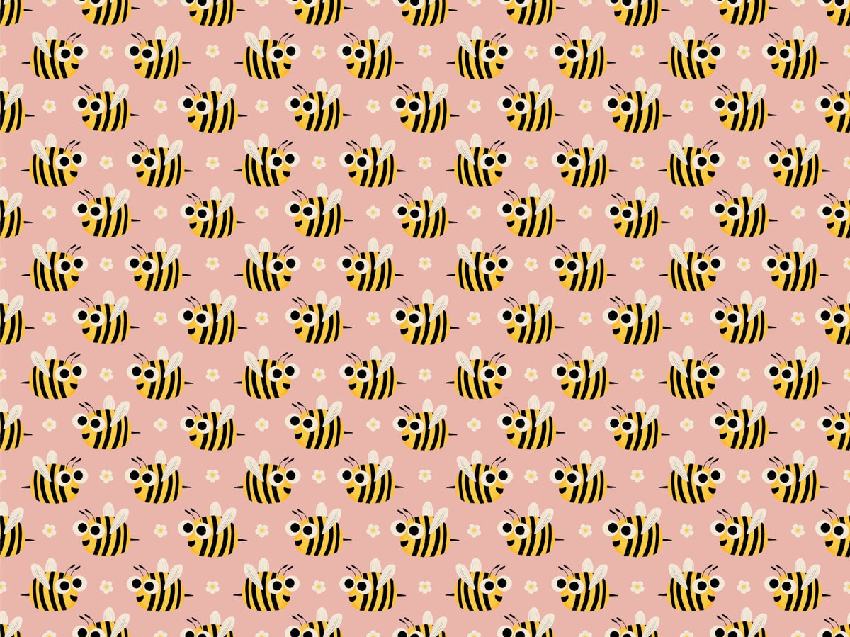 Cute Bees Seamless Pattern Pink Wallpaper