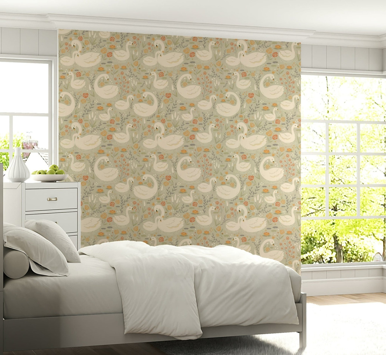 Swan Lake Dreams motif with gentle ripples and serene water reflections.