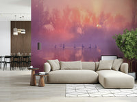 Swan Lake Sunrise wallpaper adding calm and beauty to home interiors.