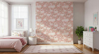 Whimsical swan garden wallpaper perfect for nurseries and fairytale rooms.