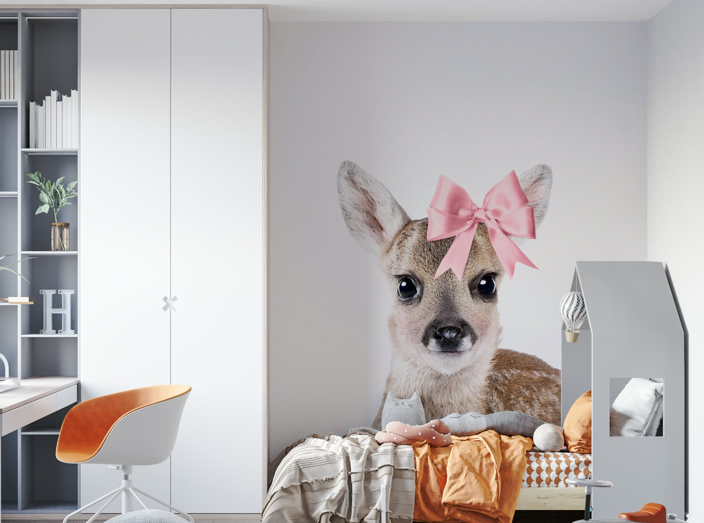 Adorable baby deer wall mural for nursery décor

