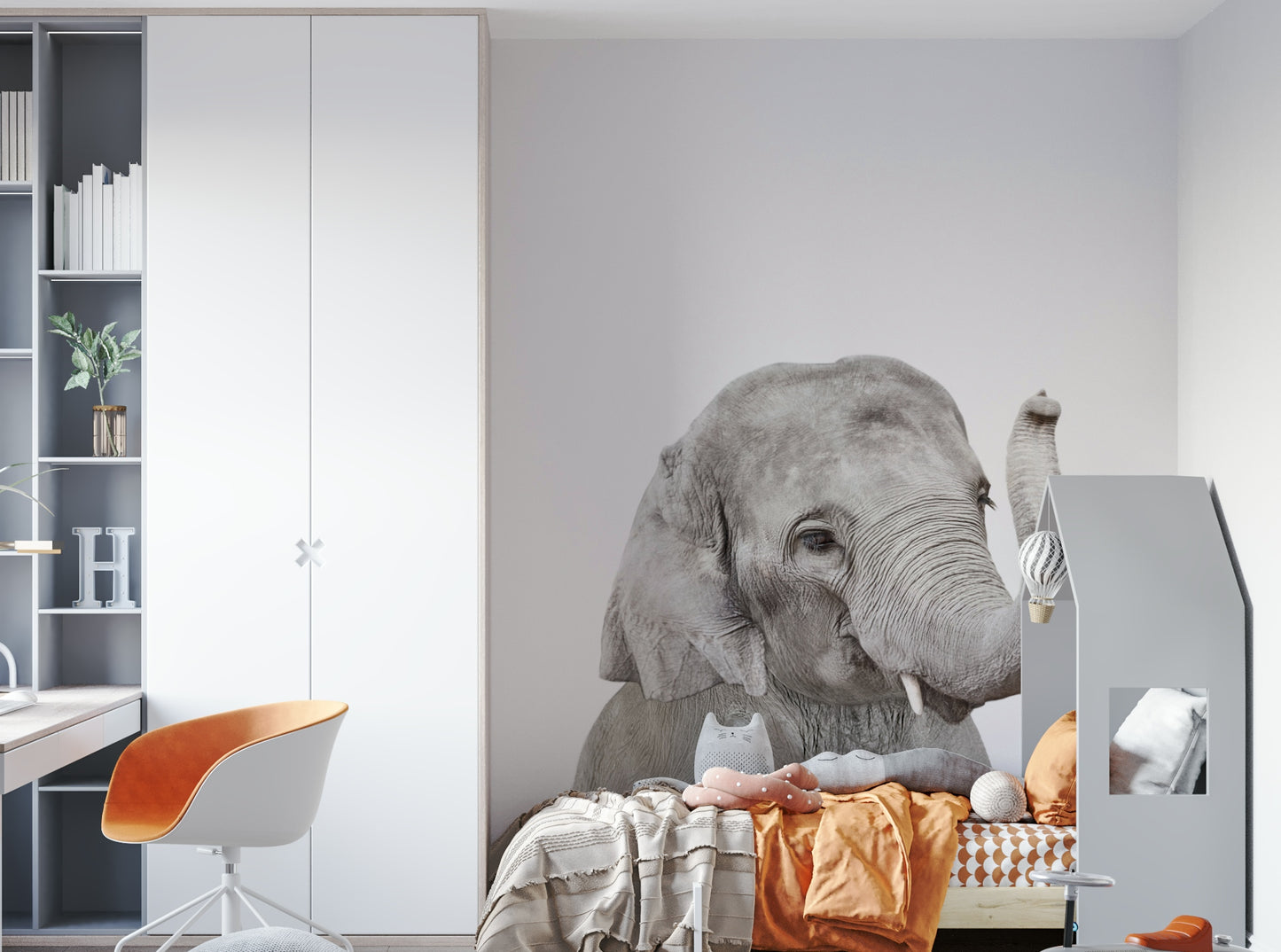 Adorable baby elephant wall mural for nursery

