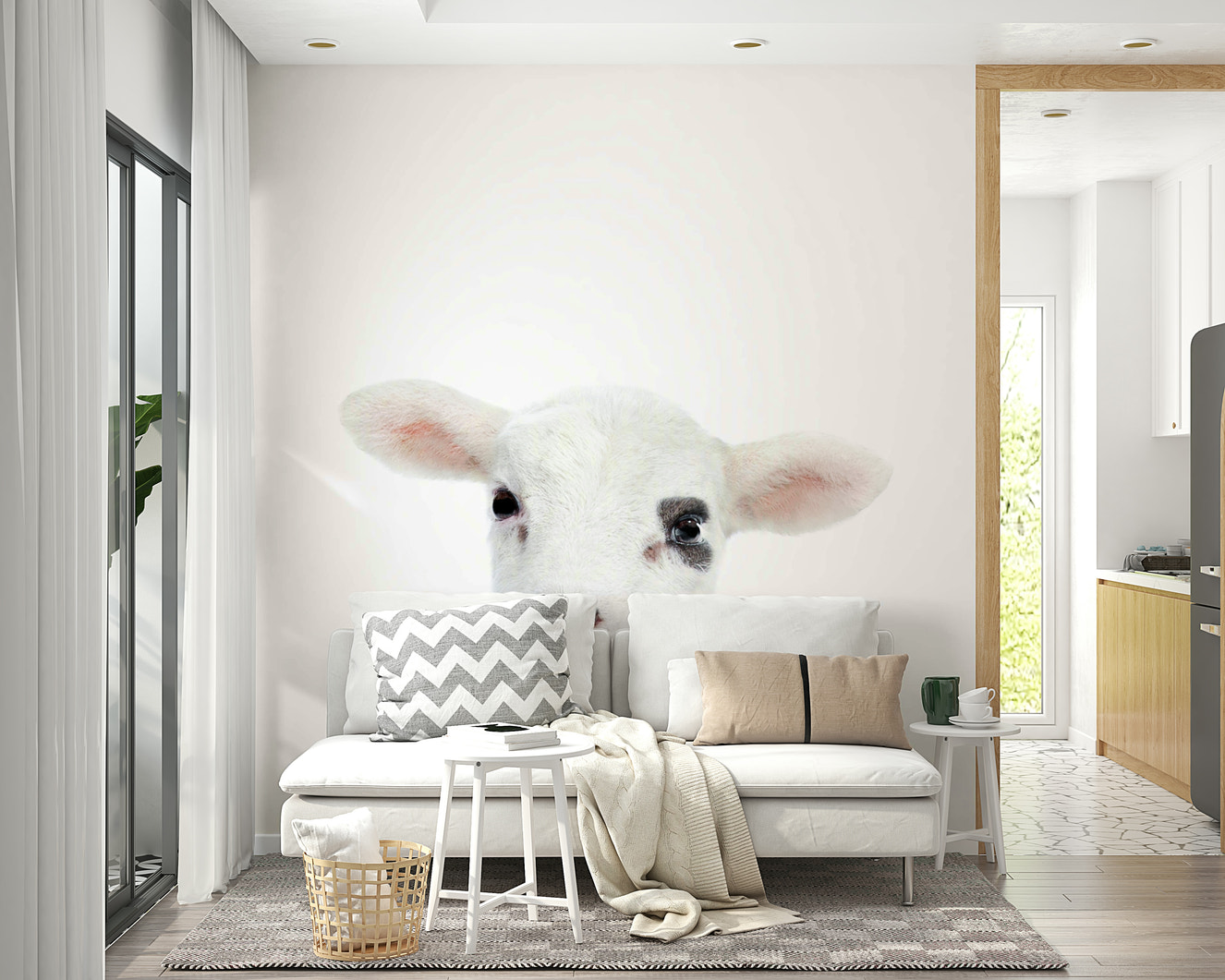 Cute baby lamb wall mural for nursery room

