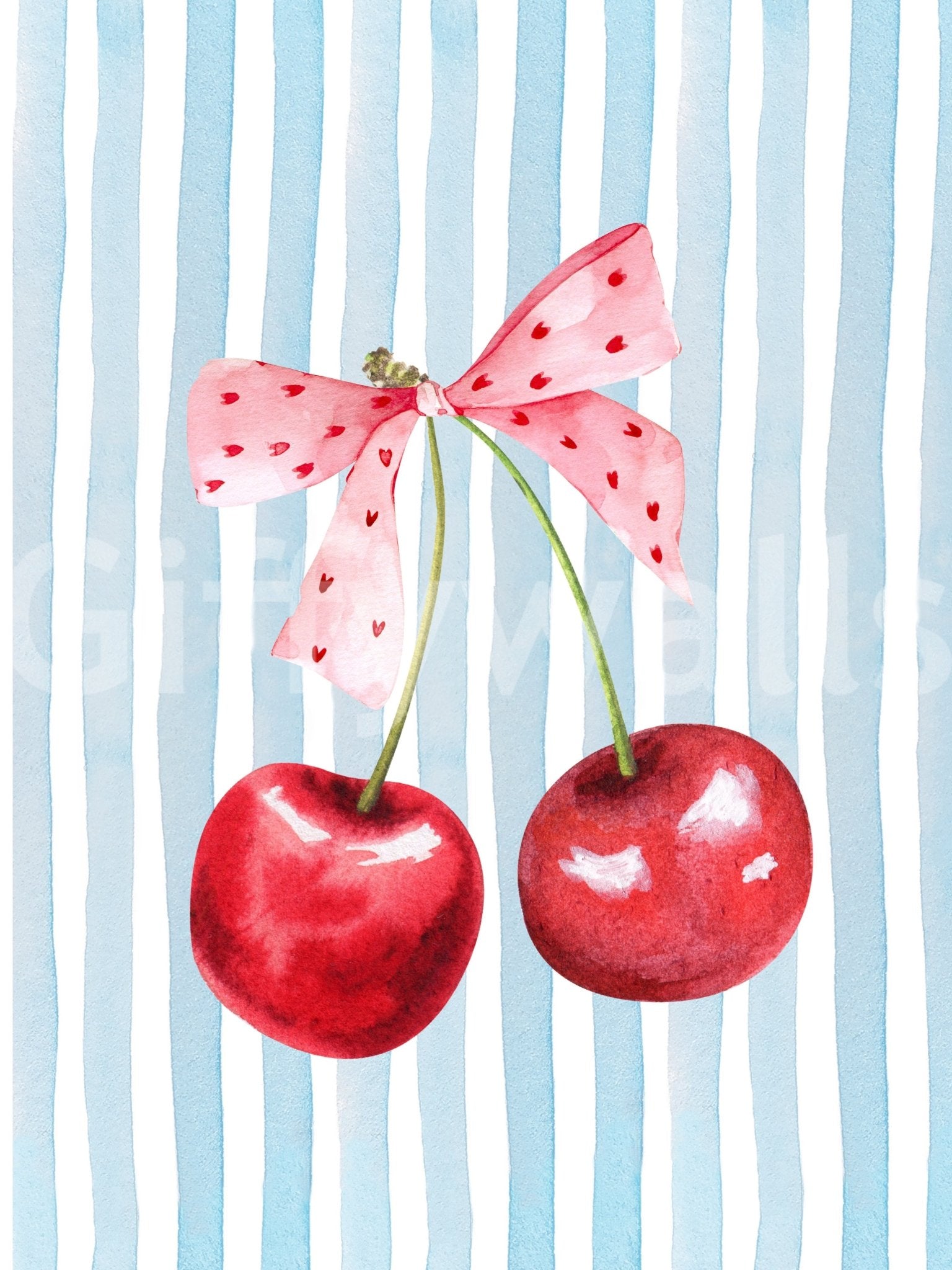 Fresh cherry-inspired stripes wall mural for dynamic spaces

