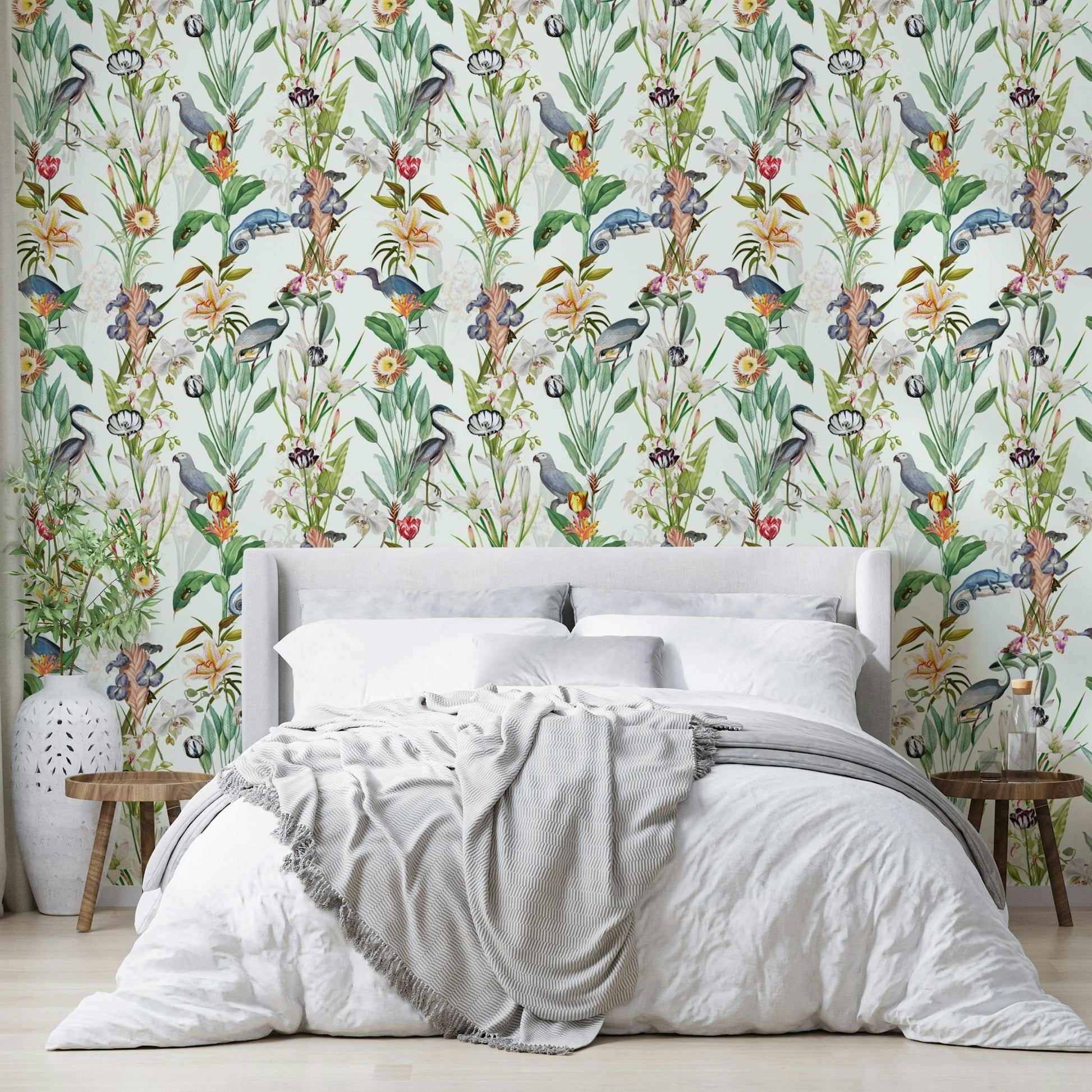 Serene wall mural with flowing blush and cream hues

