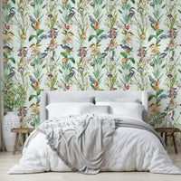 Serene wall mural with flowing blush and cream hues

