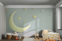 Sweet Dreams wall mural with moon, stars, and sleeping animals

