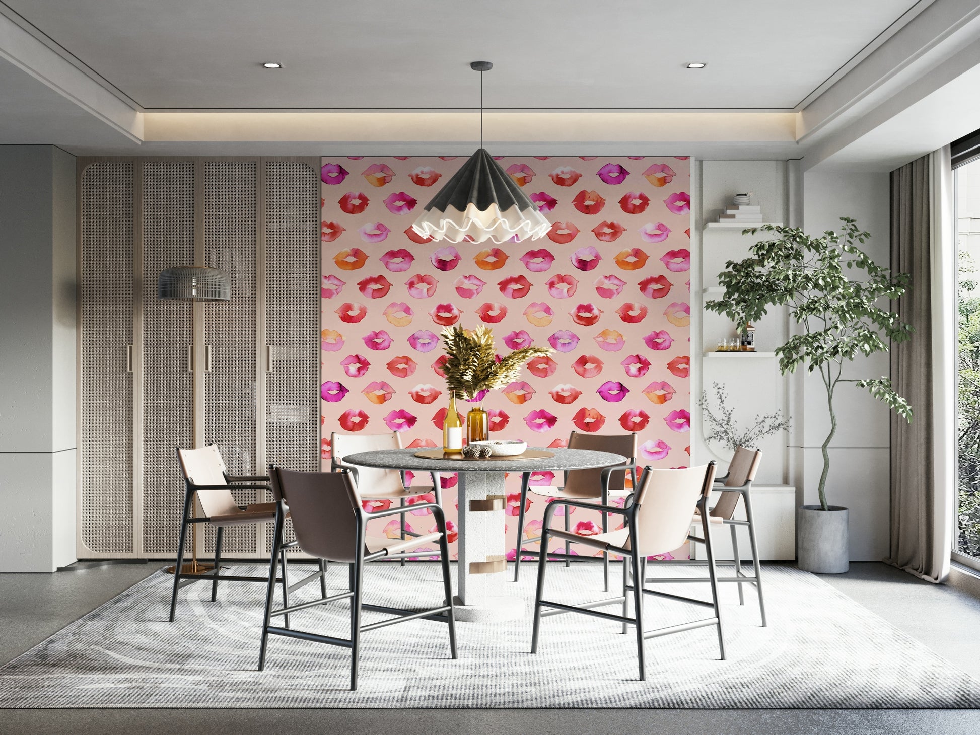 Flirty pink lips wallpaper on a clean white or pale backdrop.

