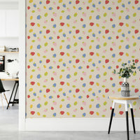 Sweet strawberry wallpaper for kitchen or nursery walls

