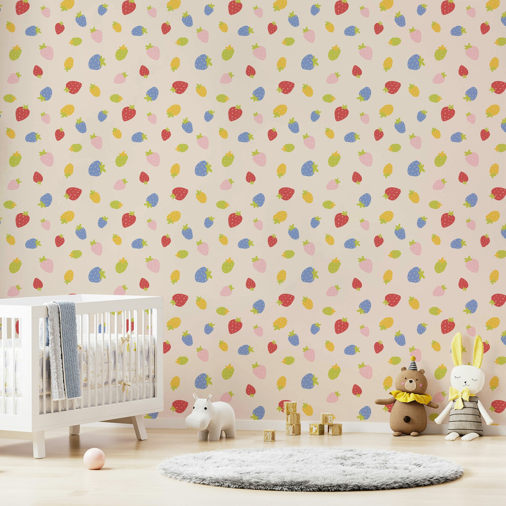 Fresh strawberry wallpaper with green leaves and fruit

