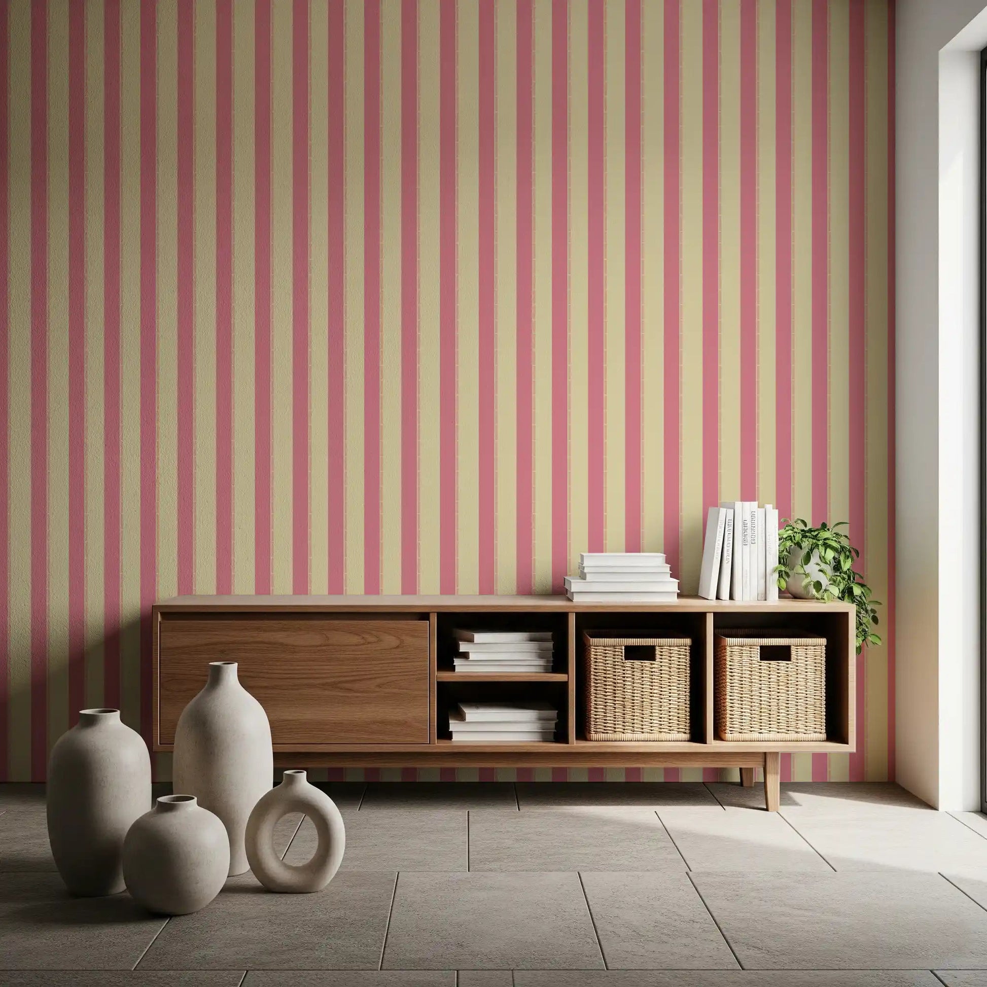 Close-up of Sweet Stripes Wallpaper showing crisp stripe texture