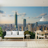 Beautiful Taipei Skyline Serenity panoramic wallpaper for walls.