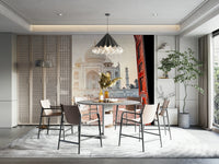 A graceful subtle architecture wall mural in cool, natural tones.

