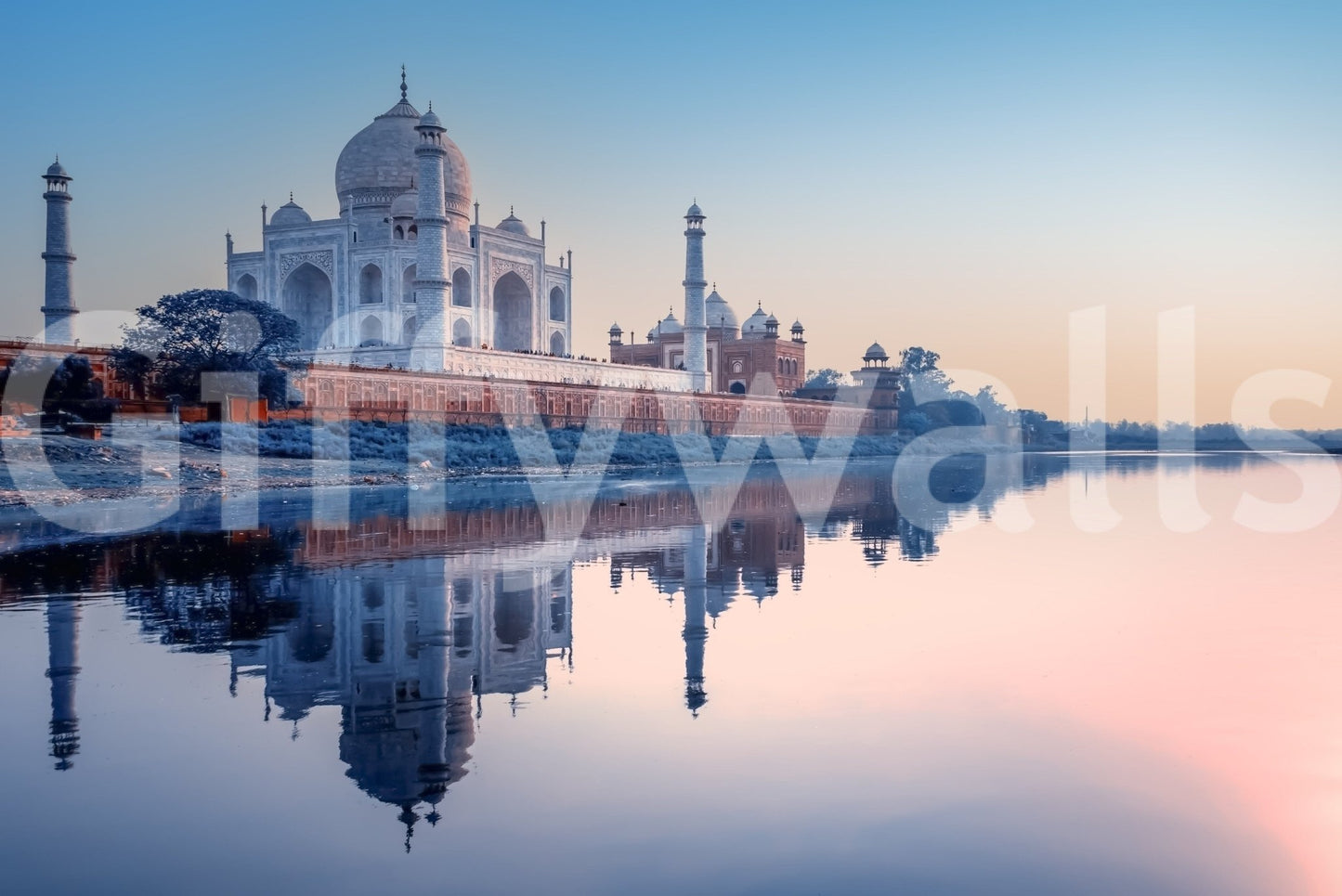 Taj Mahal dream scene mural designed for purple wallpaper interiors