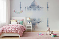 Historical Taj Mahal Mirage reflection mural interior graphic.