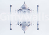 White fortress Taj Mahal Mirage mural elegant architectural print.