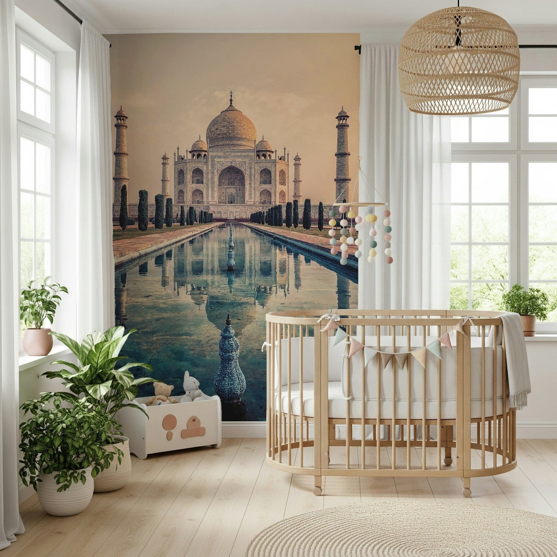 Soft morning light bathes Indian Palace Serenity wallpaper.