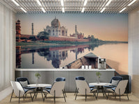 A peaceful monument view mural on decorative wallpaper.

