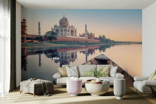 An artistic marble structure mural on minimalist wallpaper.

