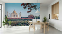 Historic mausoleum scene, Taj Serenity marble wallpaper print.
