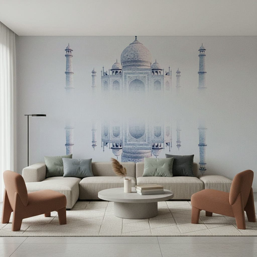 Dreamy Taj Mahal Mirage mural installation elegant design.
