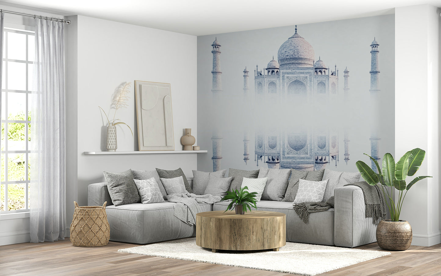 Taj Mahal Mirage wallpaper wall mural ethereal reflection.