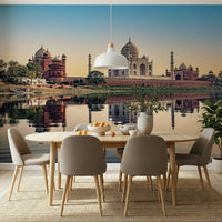 Water reflection imagery on a durable vinyl wall mural for a hallway.