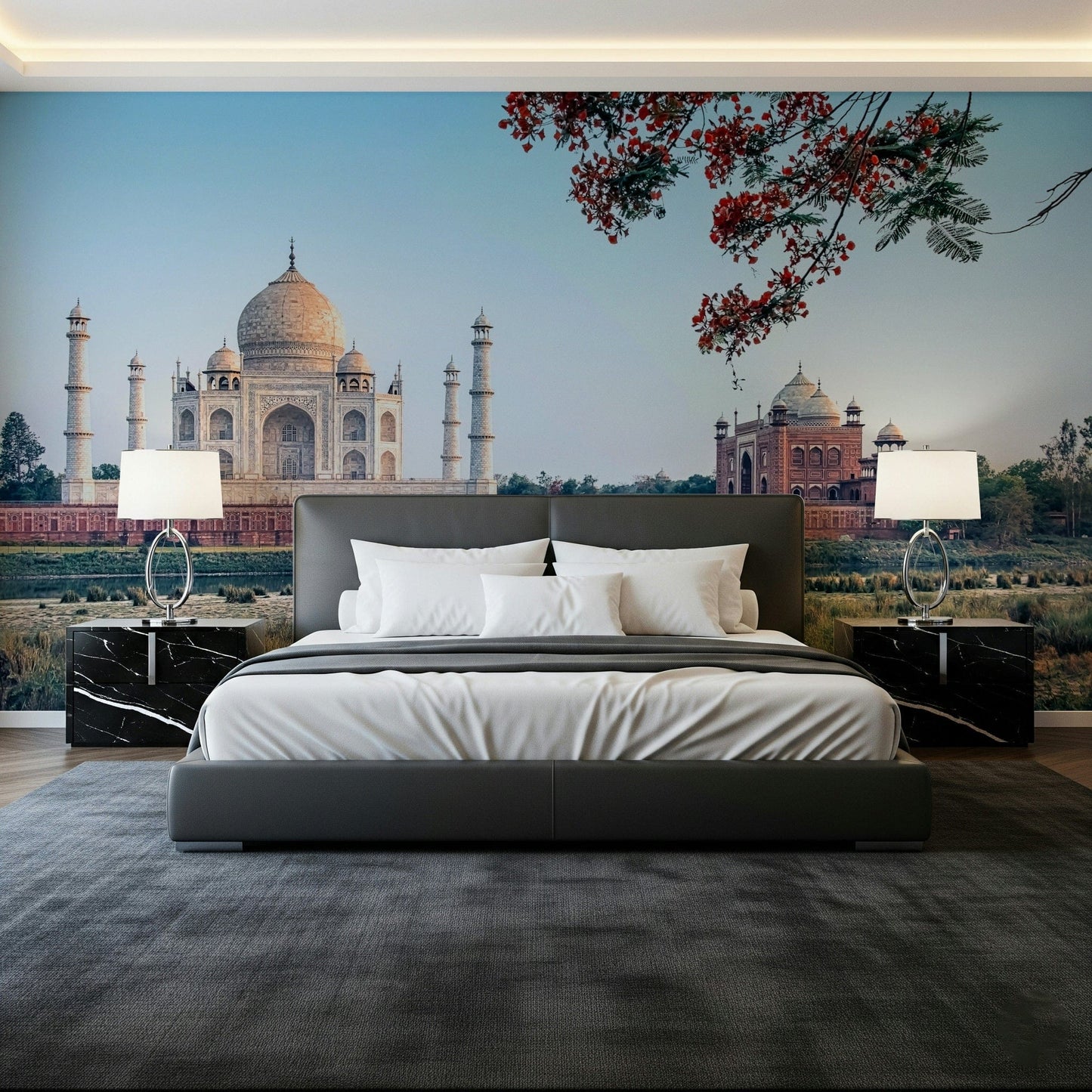 Sunlight on heritage building, Taj Serenity room mural.