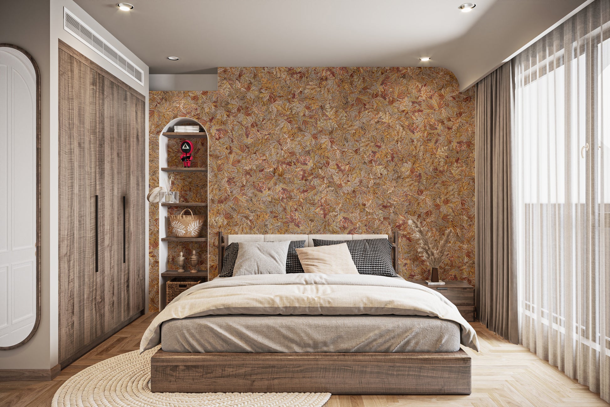 Taupe Brown Autumn Leaf Wallpaper Mural - Giffywalls