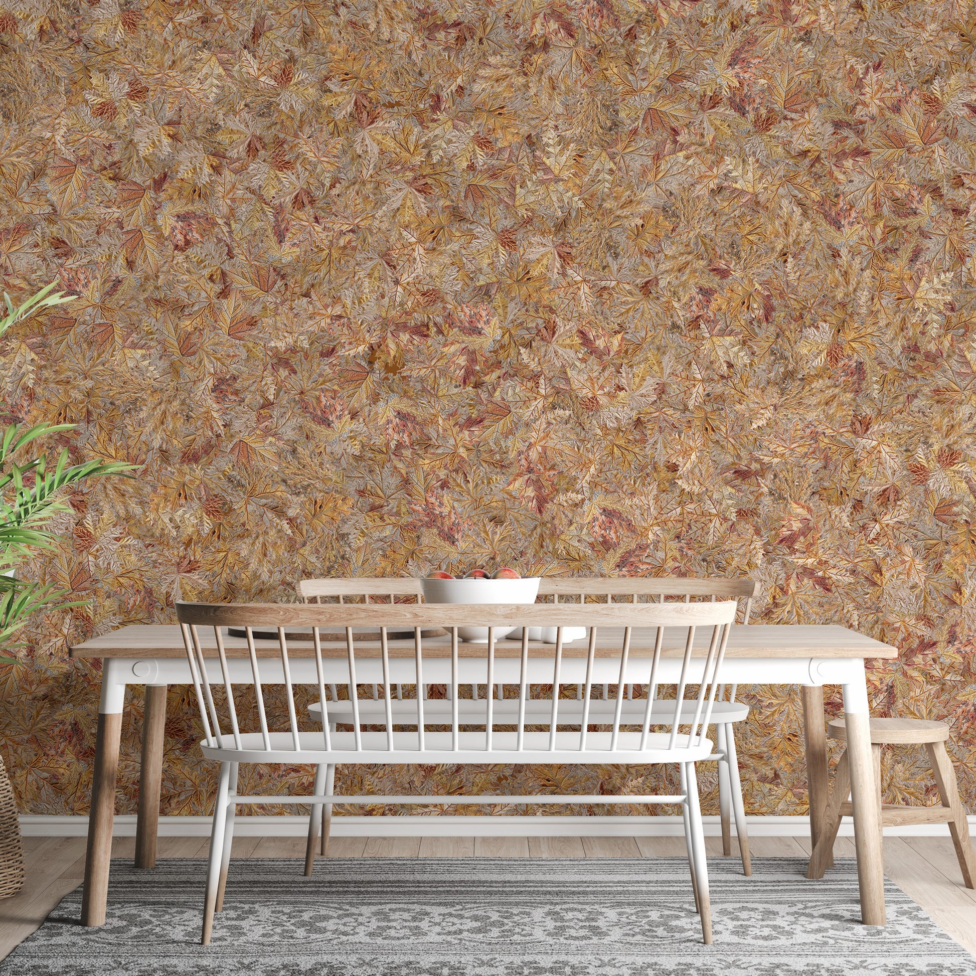 Taupe Brown Autumn Leaf Wallpaper Mural - Giffywalls
