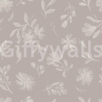 Soft Taupe Flora cottagecore peel and stick wallpaper