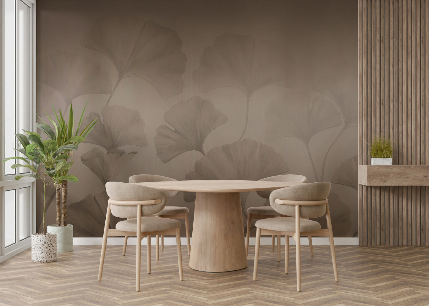 The colors are soft and gentle, with pale grays, beiges, and muted tones.

