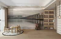 Minimalist mural of Tay Road Bridge and distant skyline

