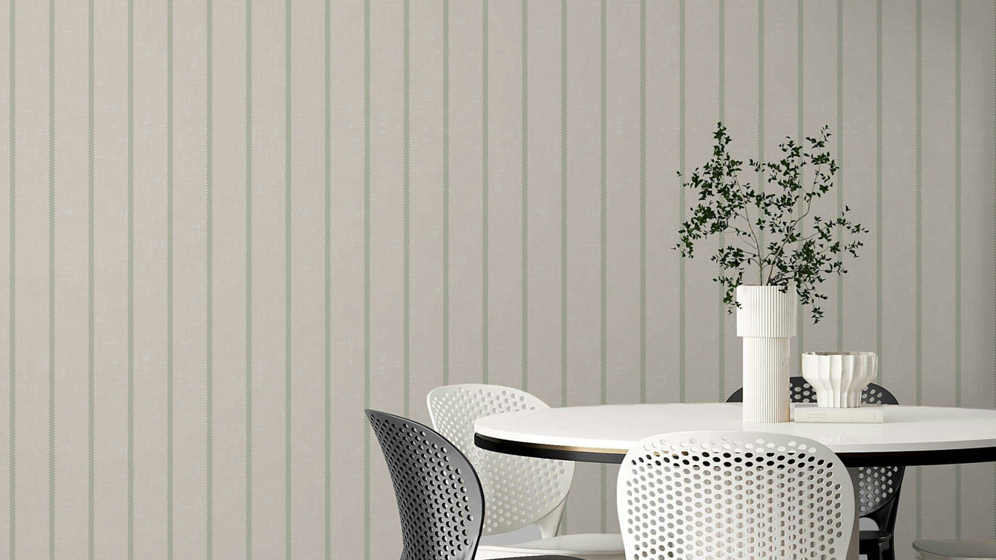 Green tea towel stripe wallpaper design

