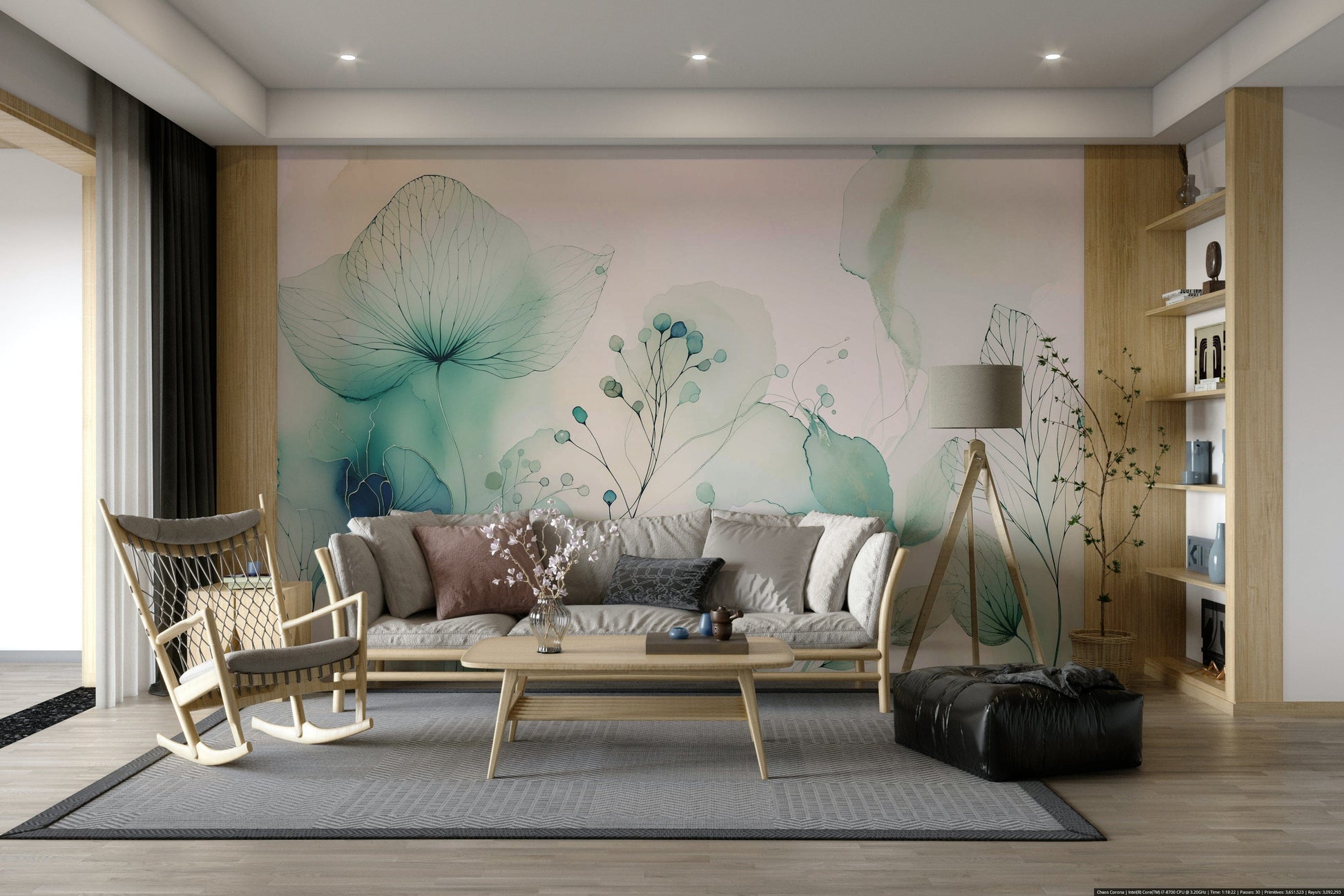 Wall mural showing a quiet floral scene

