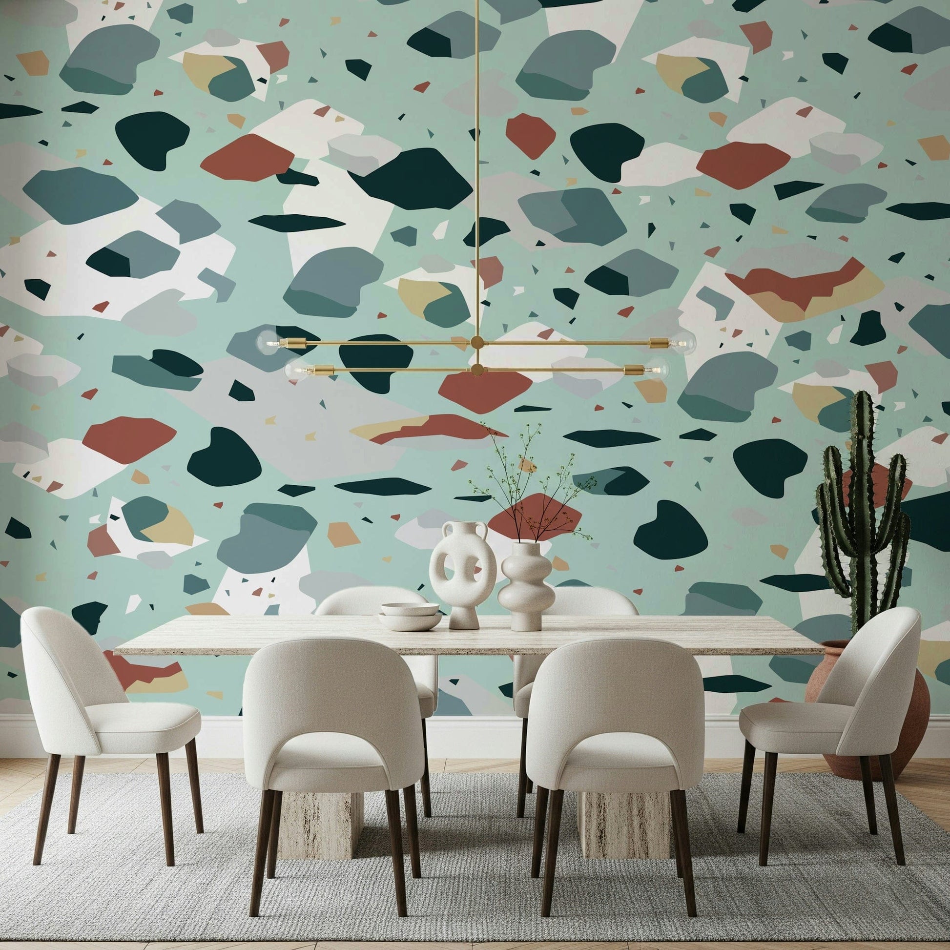 An artistic minimalist form mural for home decor.