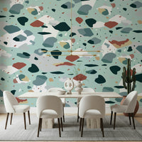 An artistic minimalist form mural for home decor.