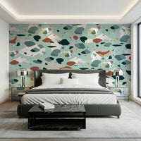 A beautiful modern art wall mural for a living room.