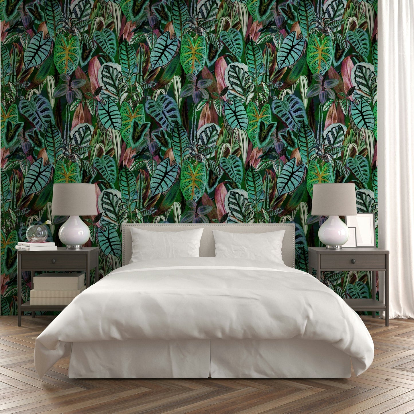 Green Foliage gentle mural wallpaper

