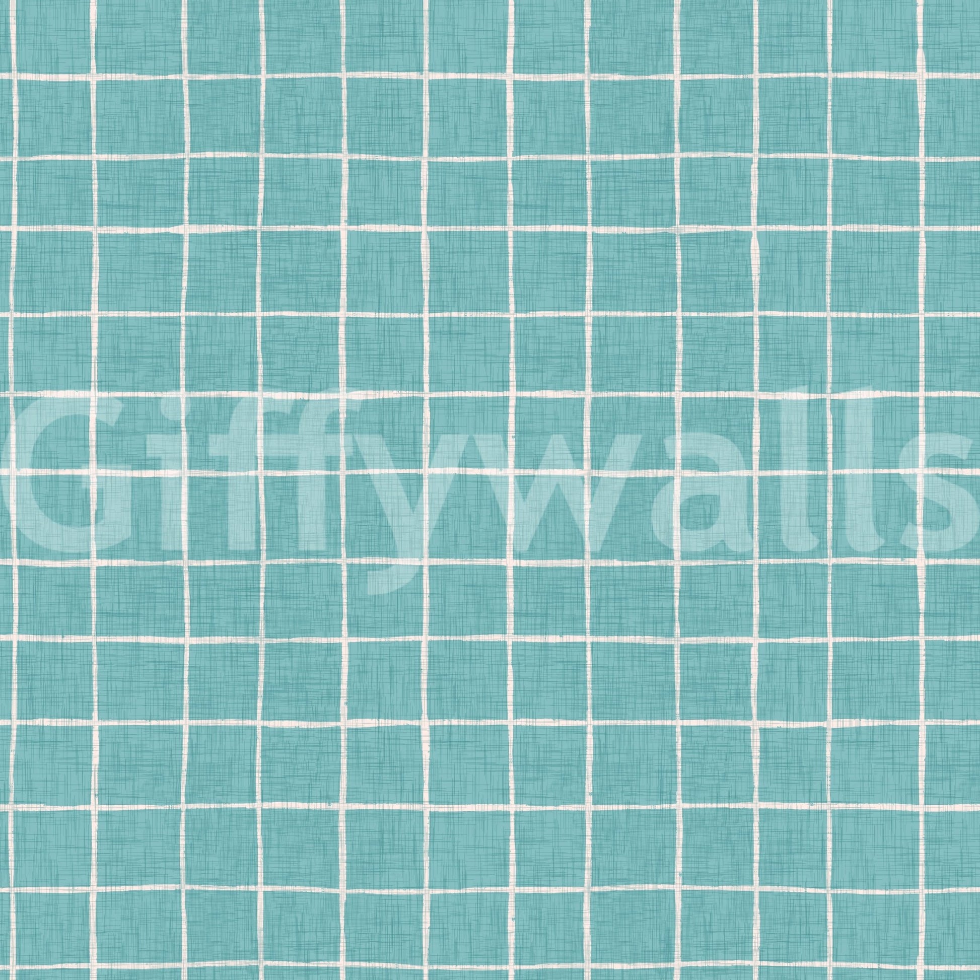 Teal Linen Grid Wallpaper⁠