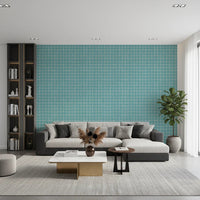 Teal Linen Grid Wallpaper⁠