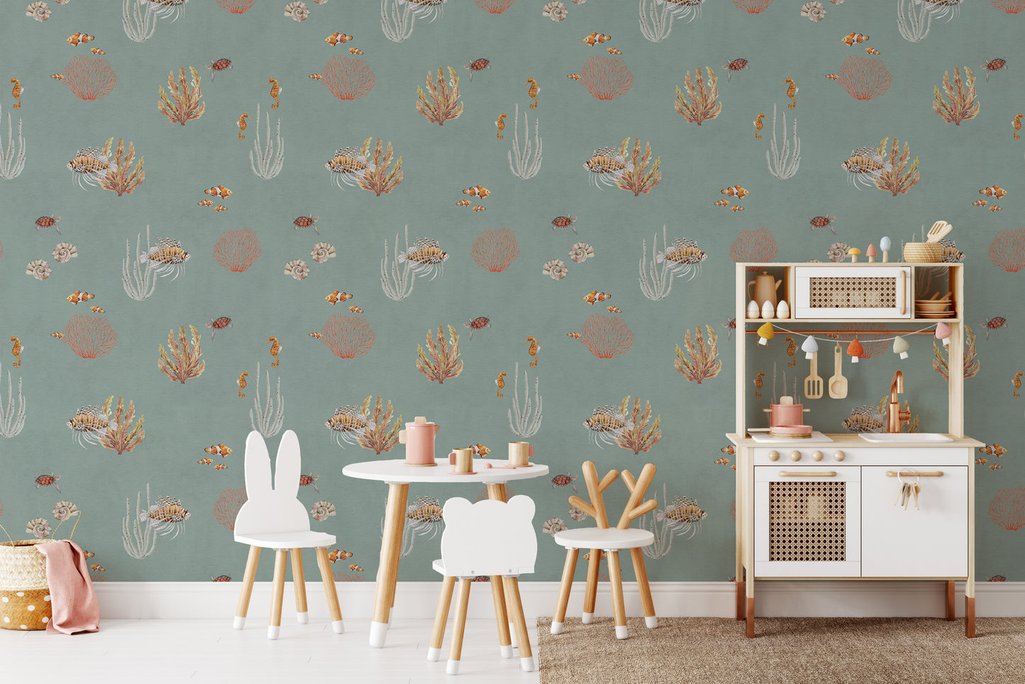 Teal Oceanic Wonders Wall Mural