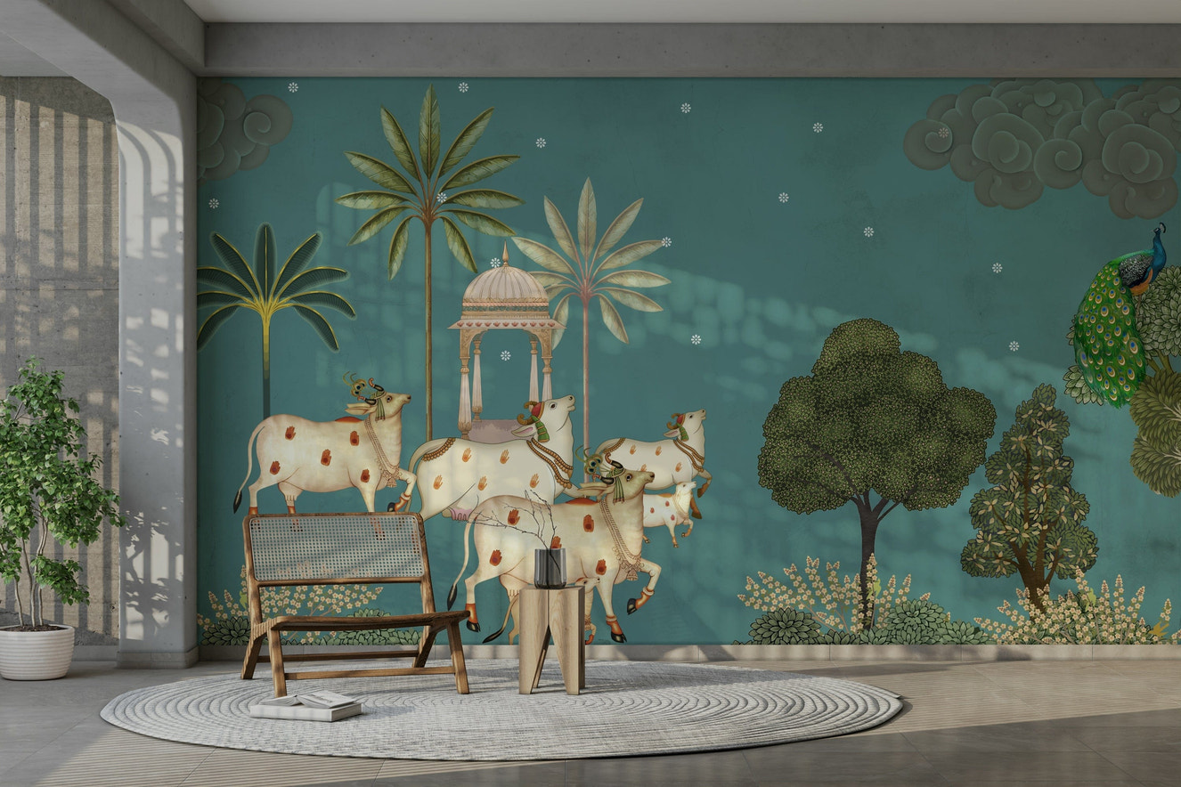 Neel Pichwai Wall Mural design



