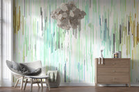 Teal Rain Geometric Spring Fall Wall Mural